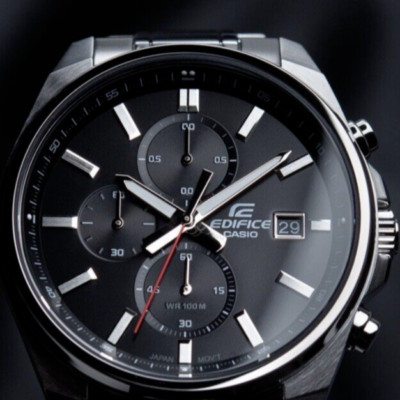 Casio Edifice Uhr Chronograph Farbe Silber Schwarz Sekundenzeiger Rot