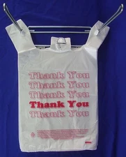 THANK YOU T-Shirt Bags 11.5" x 6" x 21" Clear Plastic Retail Shopping