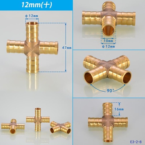Brass T Piece Y Piece 4 WAY Joiner Fuel Hose Joiner Tee Connector Air Water Gas - Picture 28 of 30