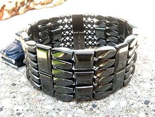 100 Magnetic BLACK Hematite Bracelet 30,000 gauss Clasp 1-1/4" Therapy Strong