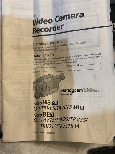 SONY VIDEO 8 XR HANDCAM VISION Model CCD-TRV25 w/ Accessories - Picture 8 of 14
