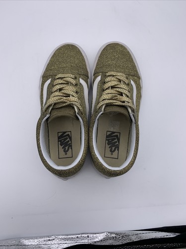 Vans Off The Wall Gold Glitter Skateboarding Shoes Women's 6 Or Men's 4.5 GUC - Picture 9 of 10