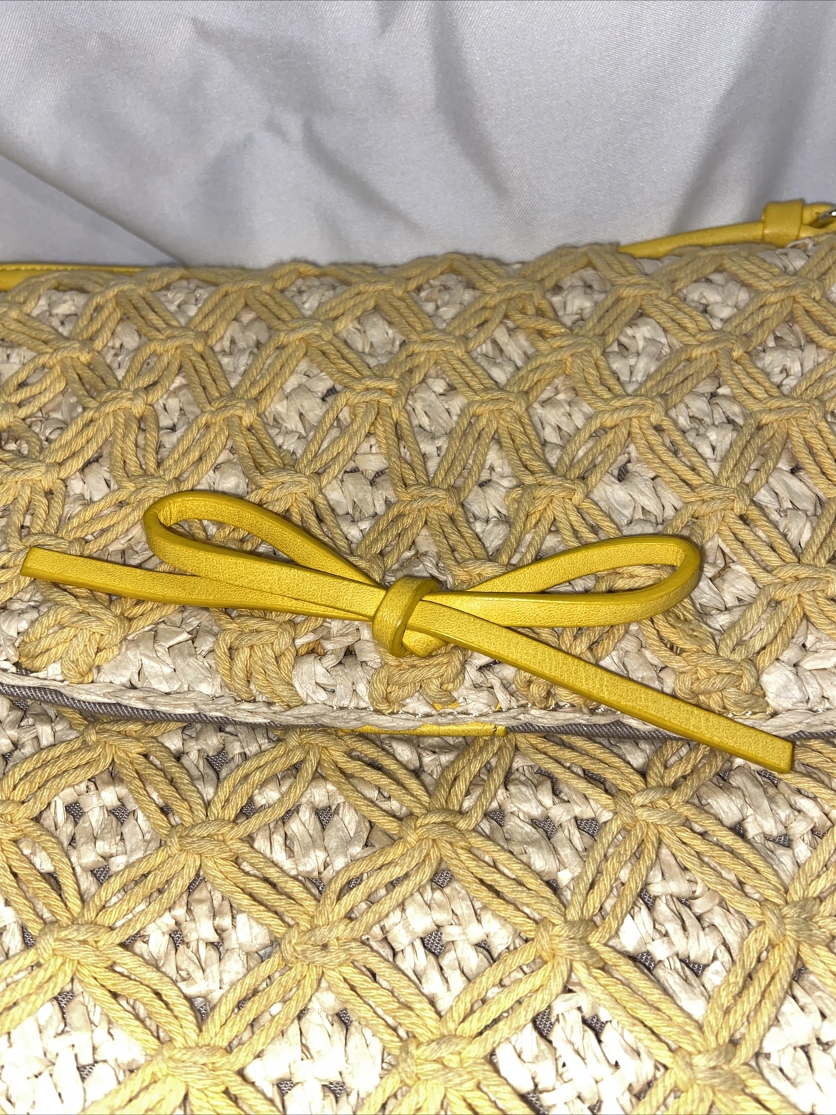 Talbots yellow wicker with macrame crossbody bag … - image 4