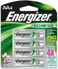 Energizer NH15BP4 Rechargeable AA Batteries, NiMH, 4/PK, MI - FRESH