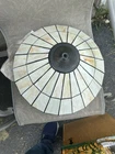 Vintage 20" Mission Tiffany Style Stained Slag Leaded Glass Lamp Shade Geometric