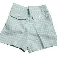 Vintage Buster Brown 3T Mint Green  White Shorts 60s 70s RARE Summer Gingham