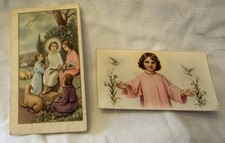 2 stare małe obrazki świętych tylko 6 x 3,3 i 6,5 x 3,7 cm