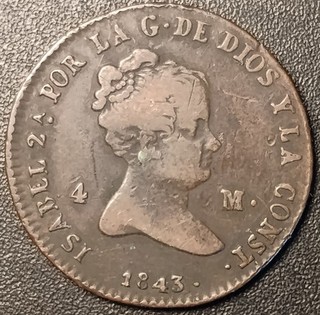 Spain 1843 4 Maravedis (KM# 530.2)