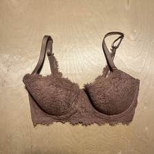 Aerie Real Power Balconette Sunkissed Lace Bra -- 32DD mauve pink lace feminine