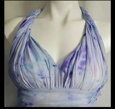 Guess Cotton Dress Blue Tie Dye Fairy Handkerchief Hem Embroidered T Back Sz 4