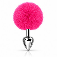 Bunny Tail Butt Plug (Hot Pink) Faux Fur Cosplay Animal Bushy Tail Sex Toy