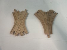 Wooden Railway System Compatible Track Pieces Switches Lot of 2