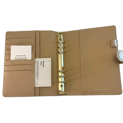 Stoff und Papier Luxus A5 Ring Planer Agenda Glattleder Beige - Bild 7 von 19