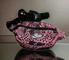 Vans Off The Wall Pink Black Mini Belt Bag Fanny Pack 7"x 4.5"