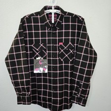 NWT Snap On DIXXON Electric Breast Cancer Mens XL Pink Black Flannel Shirt