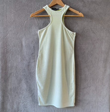 PrettyLittleThing Bodycon dress Green Sz 8 Racer back stretchy vertical stripes