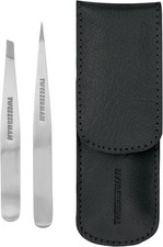Petite Tweeze Set with Travel Case - Point and Slant Tweezers,