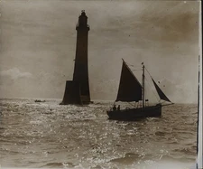 Eddystone Lighthouse, 1934, Keystone, photo de presseoriginale vintage