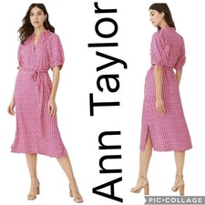 (R1) Ann Taylor Women's Gingham Flare Shirt Dress, Size, Petite M