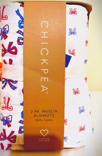 Chickpea 100 Cotton Muslin Baby Blanket Soft Breathable Swaddle, Bow Print