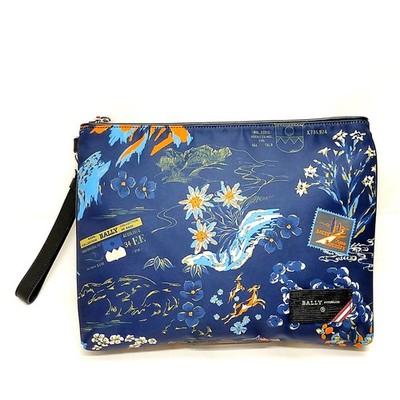 Bally Clutch Bag Navy Blue Nylon 2316566
