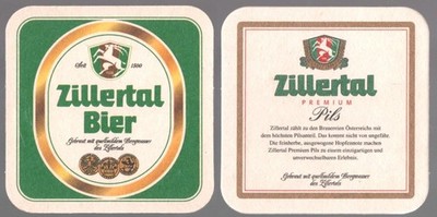 Old beer mat Zillertal premium Pils ZELL am Ziller Austria * bd238r