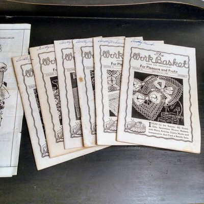 6 Vintage 1950 The Work Basket Crochet Magazines + Pattern