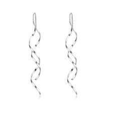 S925 Sterling Silver Tassel Threader Earrings for Women, Dainty Long Link Dangle