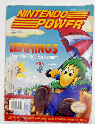 Vintage Nintendo Power Magazine Volume 37 Lemmings + Ultra Bots Poster SNES NES