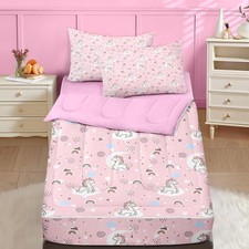Zipper Bedding Twin Cute Unicorn Rainbow Zip Up Bedding Set for Girls and Kid...