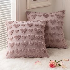 Valentines Pillow Covers 18x18 Inch Set of 2 Valentines Day Blush Pink Heart ...