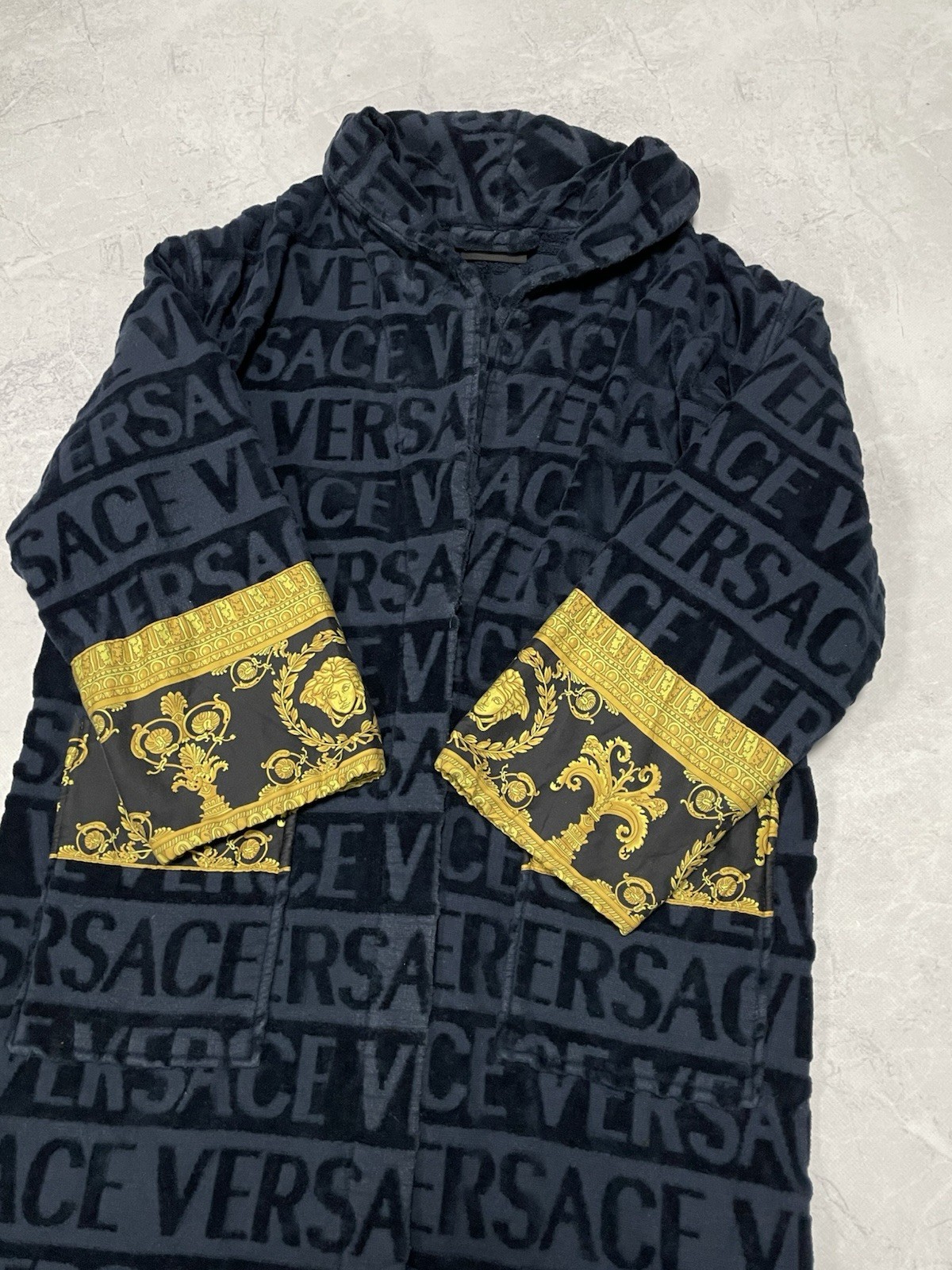 Versace Monogram Patterns Bathrobe Gold Coat Ital… - image 2