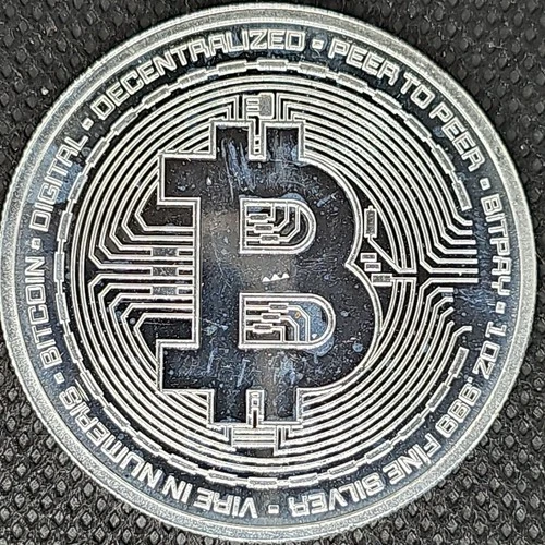 1 oz .999 Silver Bitcoin BU Crypto Commemorative BlockChain round