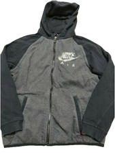 NIKE AIR Boy's Black  Gray Full Zip Hooded Sweatshirt Sz L