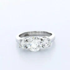 3-Stone Engagement Ring Classic 14K Gold 3.48 CT Round Lab-Grown Diamond H VS2