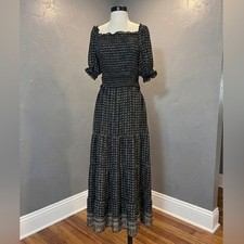 Large Black Maxi Dress Short Sleeve Stretchy Brunch Church Fall