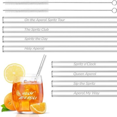 Glasstrohhalme Aperol Spritz 8 Stück wiederverwendbar Trinkhalme Sets 