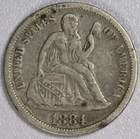 1884 Seated Liberty Silver Dime 10C - VF