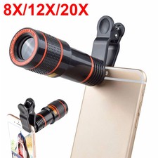 20/12/8x Optical Zoom Phone Camera Telescope Lens with Clip Universal