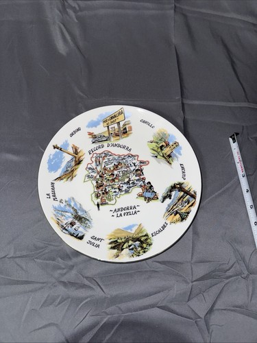 Winterling Bavaria Andorra La Vella Souvenir Plate 9.5” Record d’Andorra Map