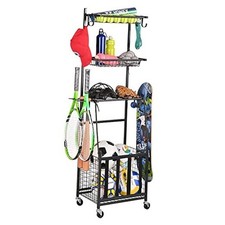 Sports Equipment Storage for Garage, Black, 17.2"L x 12.6"W x 59"H