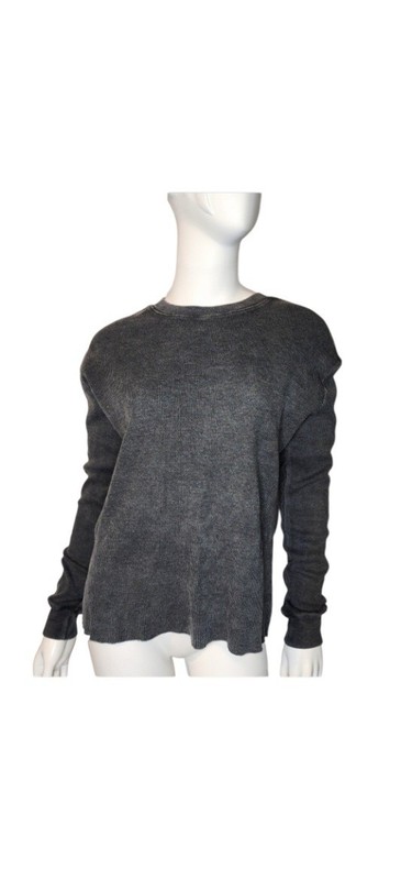 RSQ Small Gray Waffle Knit Thermal Long Sleeve Shirt, 60% Cotton Blend