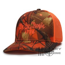 We The People 1776 US Flag Hat Cap Hunter Orange Blaze Mesh Trucker Snapback