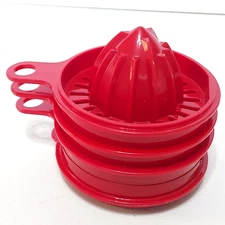 Tupperware Red Juicer Reamer Grater Egg Separator 1894 1895 1896 1897 All In One