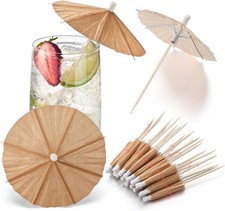 100 Pcs Brown Drink Umbrellas Cocktail Picks Tiki Drink Umbrella Toothpicks
