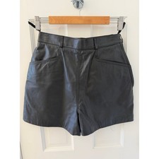 Wilson s Vintage Black Genuine Leather Shorts High Waist Size 8 Bikercore