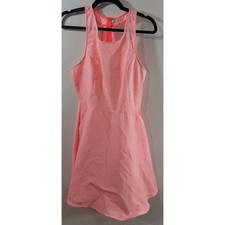 Under Skies Bright Orange White Floral Fit & Flare Midi Dress Medium Lightweight