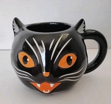 Halloween Figural Black Cat 3D Jumbo Mug 18 oz Retro Style