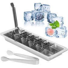 Image of Stainless Steel Ice Cube Tray,18 Slot Metal Ice Cube Tray with Removable Slots