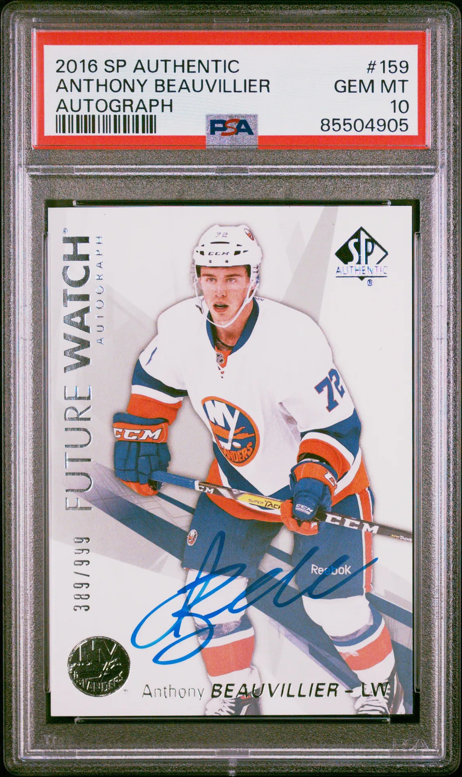 2016-17 SP Authentic Anthony Beauvillier #159 Future Watch Auto RC /999 PSA 10 view 1
